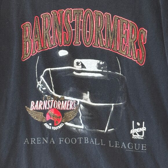 Vintage Iowa Barnstormers AFL T Shirt Adult XXL Black 1996 90s Cut Tag - Picture 2 of 8